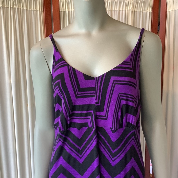 Olivia Moon Maxi Sun Dress Purple Black Abstract Size Large - Picture 6 of 7